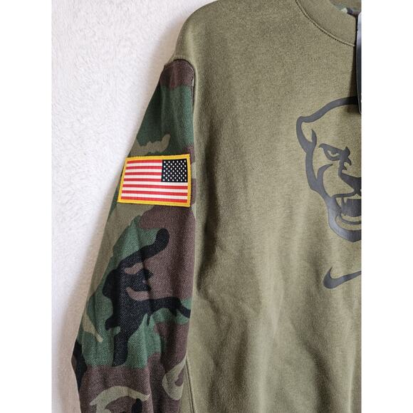 Nike‎ Pitt Panthers Green And Camo Mens Medium Swoosh Logo U.S Flag Sweatshirt - Picture 2 of 9